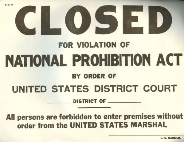 Prohibition Act Sign