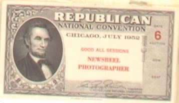 Eisenhower 1952 Newsreel Convention Ticket