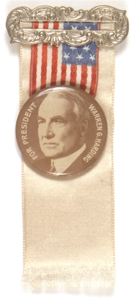 Warren G. Harding for President Scarce Pin and Ribbon