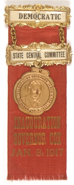 Governor Cox 1917 Inaugural Badge. Ribbon