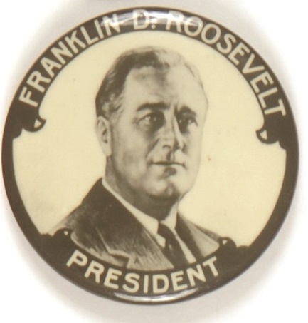 Franklin D. Roosevelt Black, White President Pin