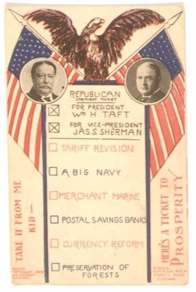 Taft-Sherman "Take it From Me Kid" Postcard