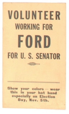 Ford For Senator Volunteer Hat Band