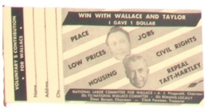 Henry Wallace Contribution Certificate