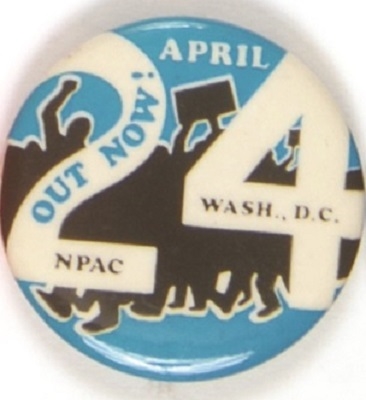 NPAC Out Now! Anti Vietnam War Pin