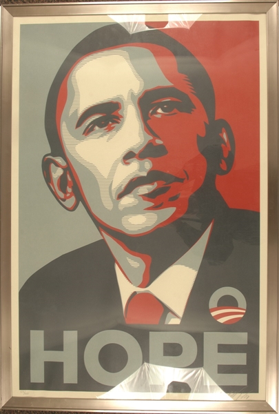 Barack Obama Hope Poster Signed by Shepard Fairey