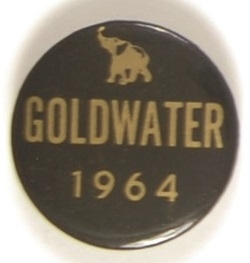 Goldwater 1964 Black, Gold Elephant Pin