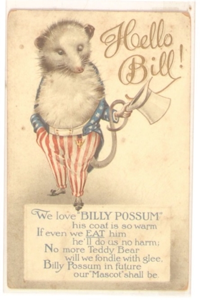 Taft Billy Possum Hello Bill Postcard