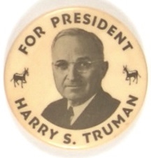 Harry Truman Tough Size 1 3/4 Inch Celluloid