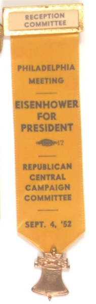 Eisenhower 1952 Philadelphia Reception Ribbon