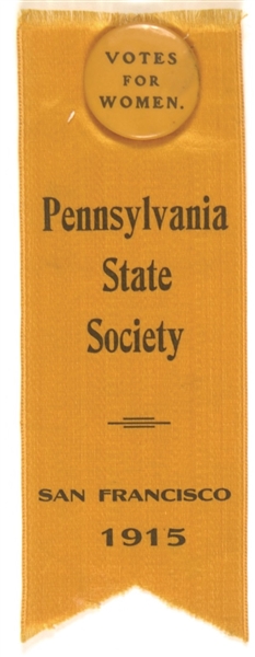 Votes for Women Pennsylvania State Society Ribbon and Pin