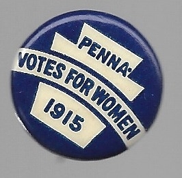 Votes for Women Pennsylvania 1915 Celluloid, Blue Version