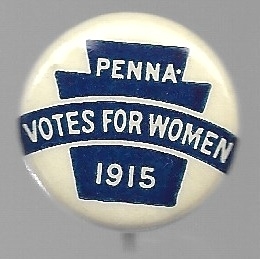Votes for Women Pennsylvania 1915 Celluloid, White Version