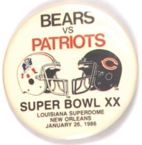 Bears vs. Patriots Super Bowl XX