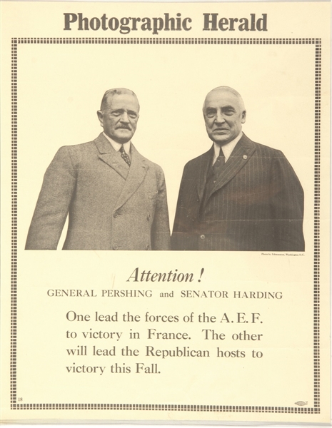 Harding and Pershing Photographic Herald Poster
