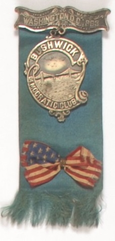 Bushwick Democratic Club of Brooklyn 1893 Inaugural Badge