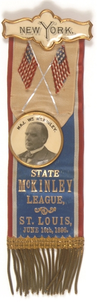 New York McKinley League Ribbon, 1896 Convention