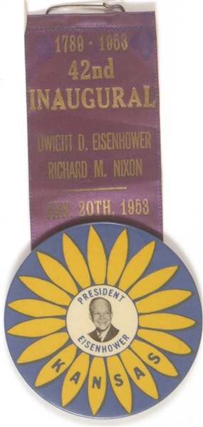 Eisenhower Kansas Sunflower 1953 Inaugural Badge