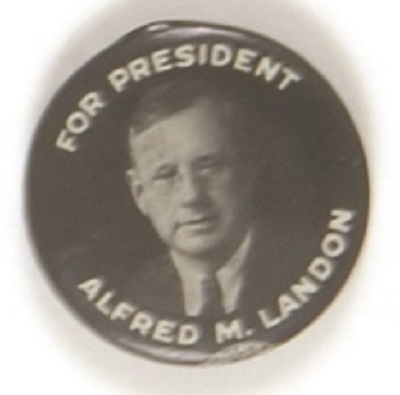 Landon for President Black and White Celluloid