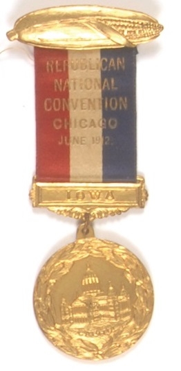 Taft, Roosevelt 1912 Convention Badge, Iowa