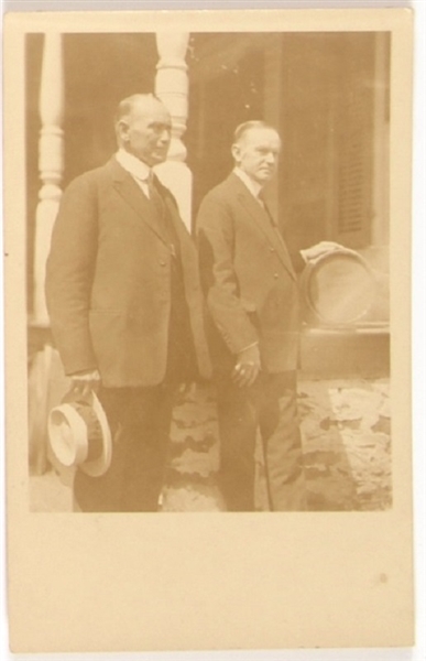 Calvin Coolidge and Father Postcard