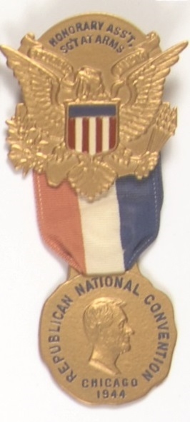 Dewey 1944 Convention Asst. Sgt. Arms Badge