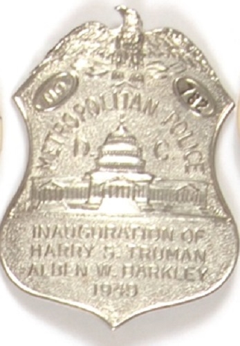 Truman Rare Inaugural Police Badge