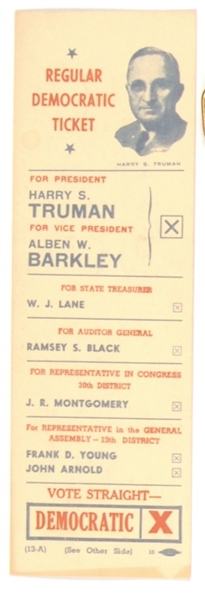 Truman Pennsylvania Coattail Election Card