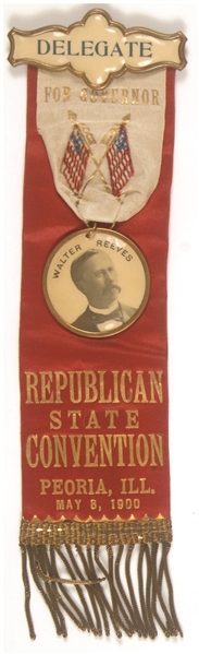 Reeves for Governor 1900 Illinois State Convention Badge