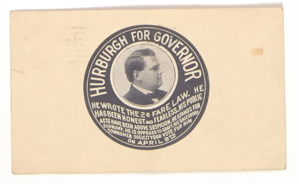 Hurburgh for Governor Illinois Postcard