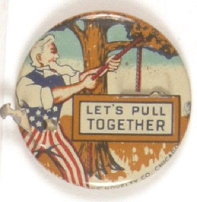 Uncle Sam, Hitler Lets Pull Together Mechanical Pin