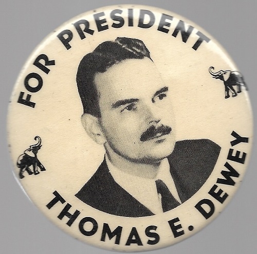 Dewey For President Larger Size Celluloid 
