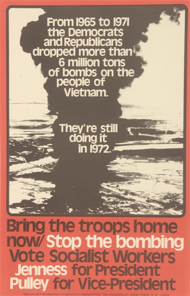 Stop the Bombing Socialist Workers Party Vietnam War Poster