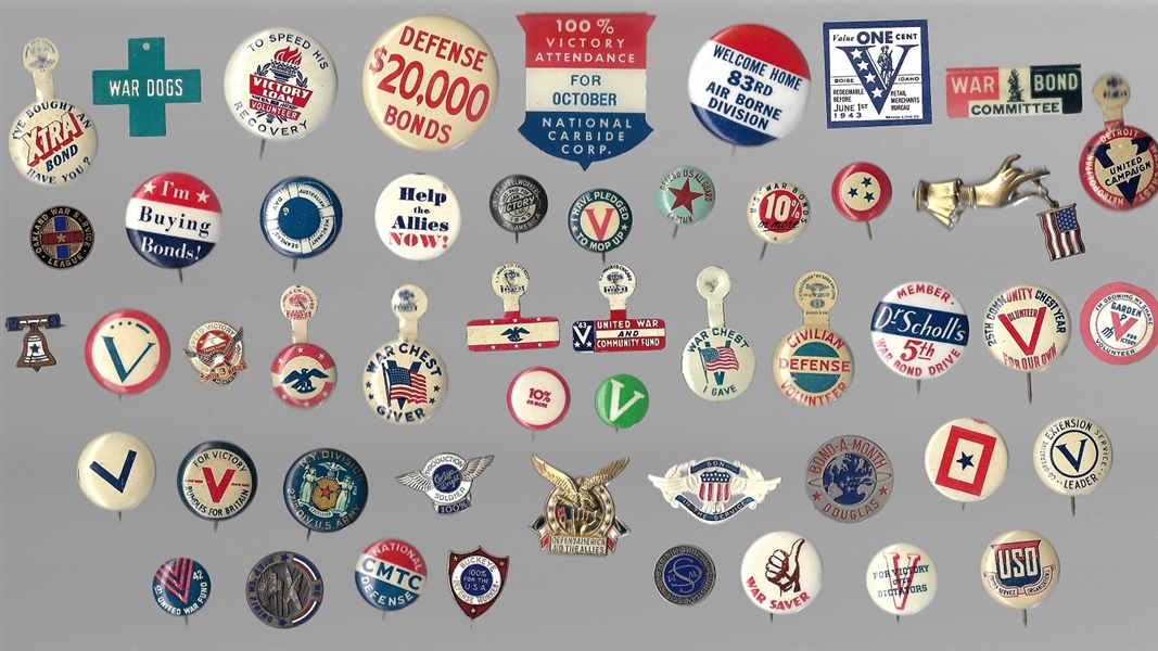 Collection of 50 World War II Patriotic Items