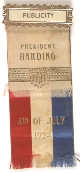 Harding Pacific Tour 4th of July Publicity Ribbon