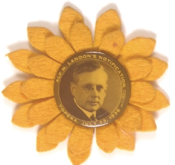 Alf Landon Topeka Notification Day Pin, Sunflower