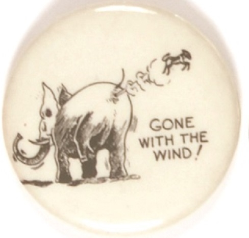 Willkie Gone With the Wind Cartoon Button