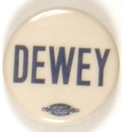 Dewey Blue and White Celluloid