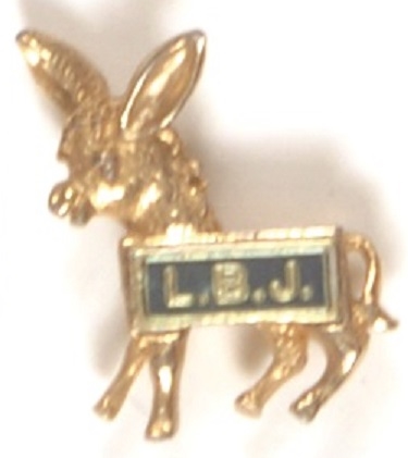 Lyndon Johnson Donkey Jewelry Pin