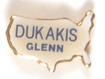 Dukakis and Glenn USA Enamel Pin