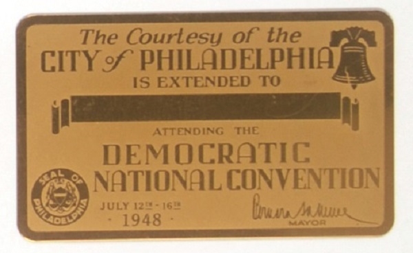 Truman 1948 Convention Metal Card