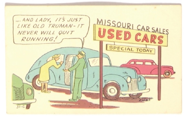 Truman Used Cars Postcard