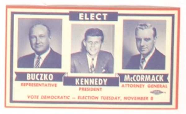 John Kennedy, Buczko, McCormack Massachusetts Coattail Card