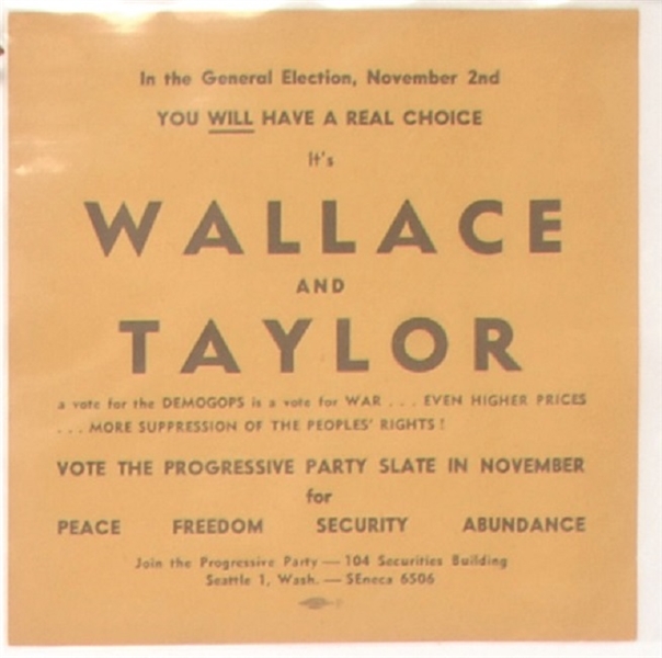 Wallace, Taylor Washington Progressive Party
