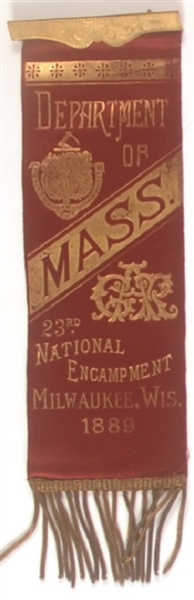 Massachusetts GAR Ribbon, 1889 Milwaukee Encampment