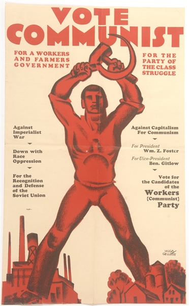 Foster-Gitlow Rare Communist Party Poster