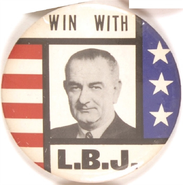 Win With LBJ Large Stars and Stripes Pin
