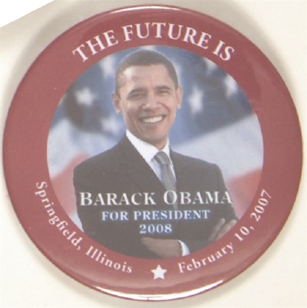 The Future is Obama Springfield Announcement Pin
