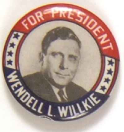 Willkie for President Scarce 1 1/4 Inch Celluloid
