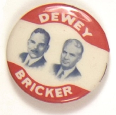 Dewey, Bricker Rare 1944 Jugate
